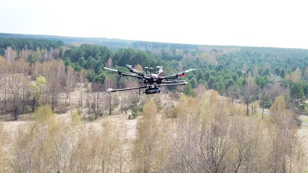 Routescene UAV LiDAR system flying at Chernobyl
