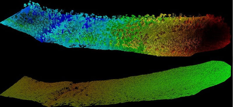 Raw point cloud of UAV LiDAR survey of Yeste forest fire
