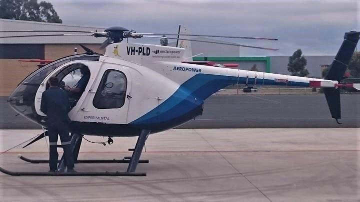 Hughes 500 Helicopter with Routescene LidarPod mounted onto the tail