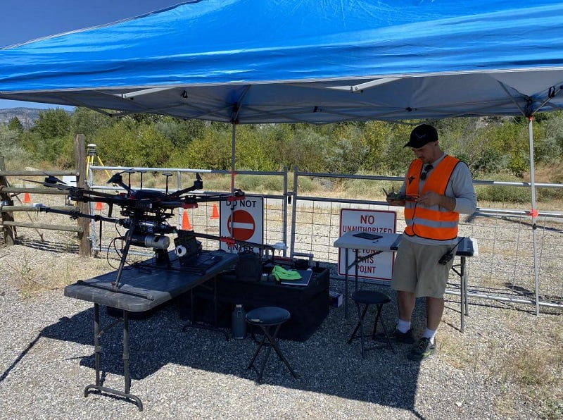 Preparing the LiDAR drone for take off